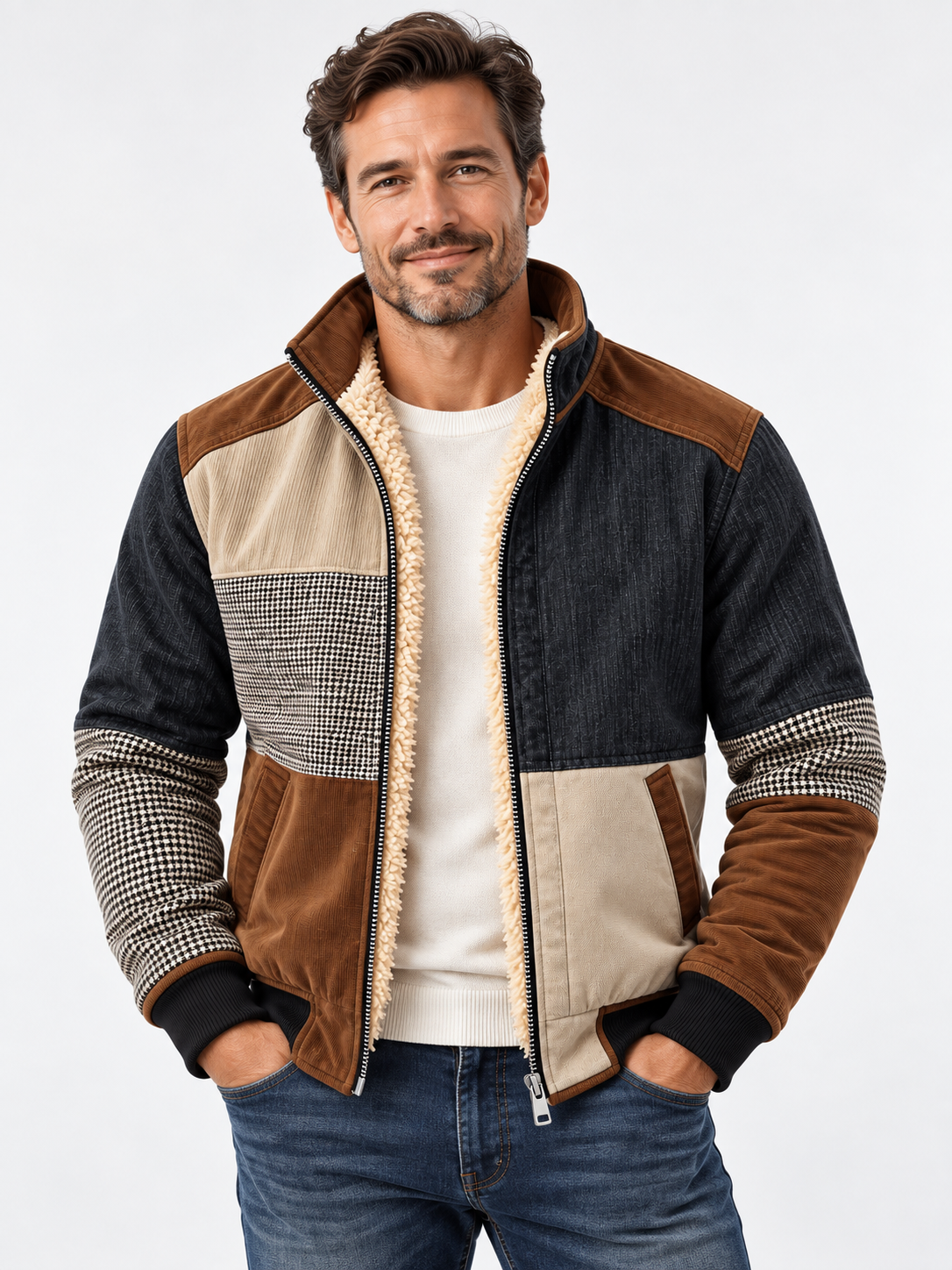 Hartley | Sherpa-Lined Patchwork Jacket