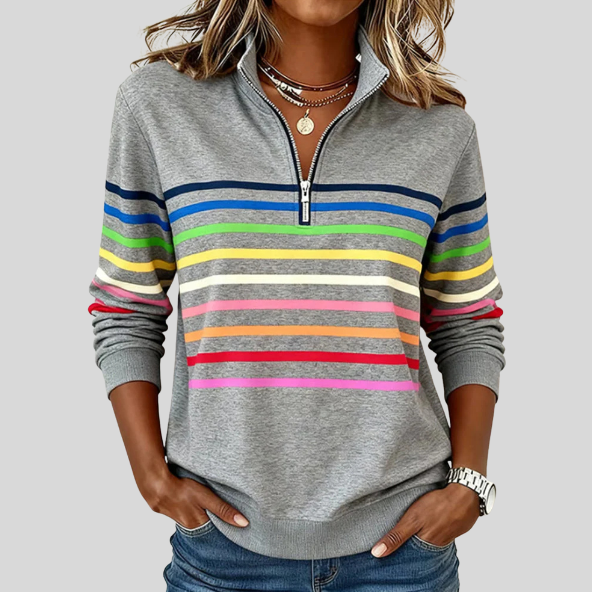 Rowena | Half-Zip Stand Collar Sweater