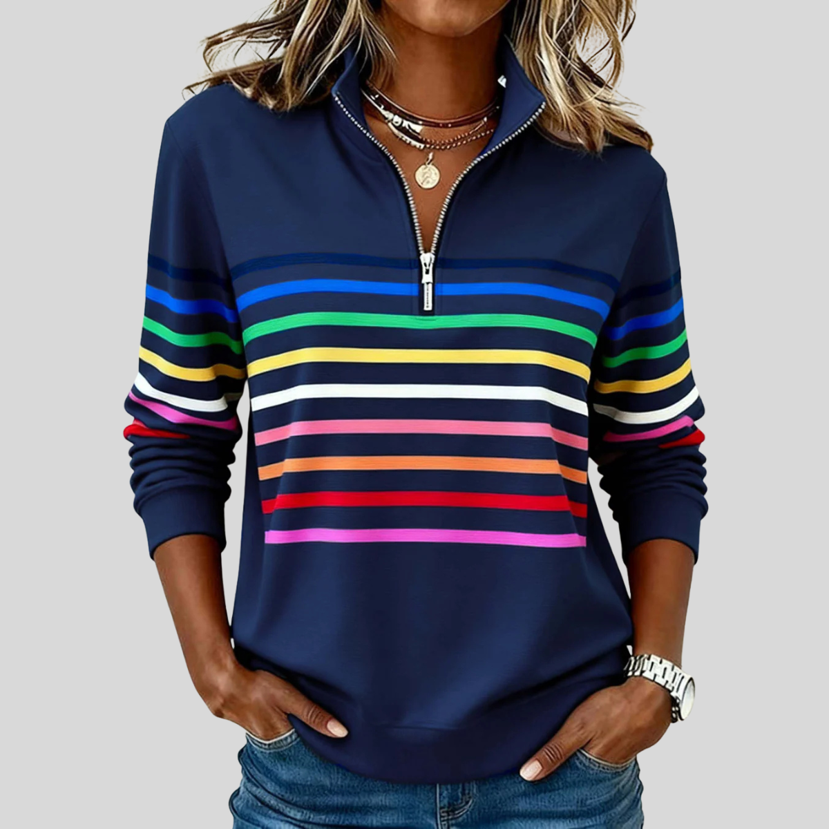 Rowena | Half-Zip Stand Collar Sweater