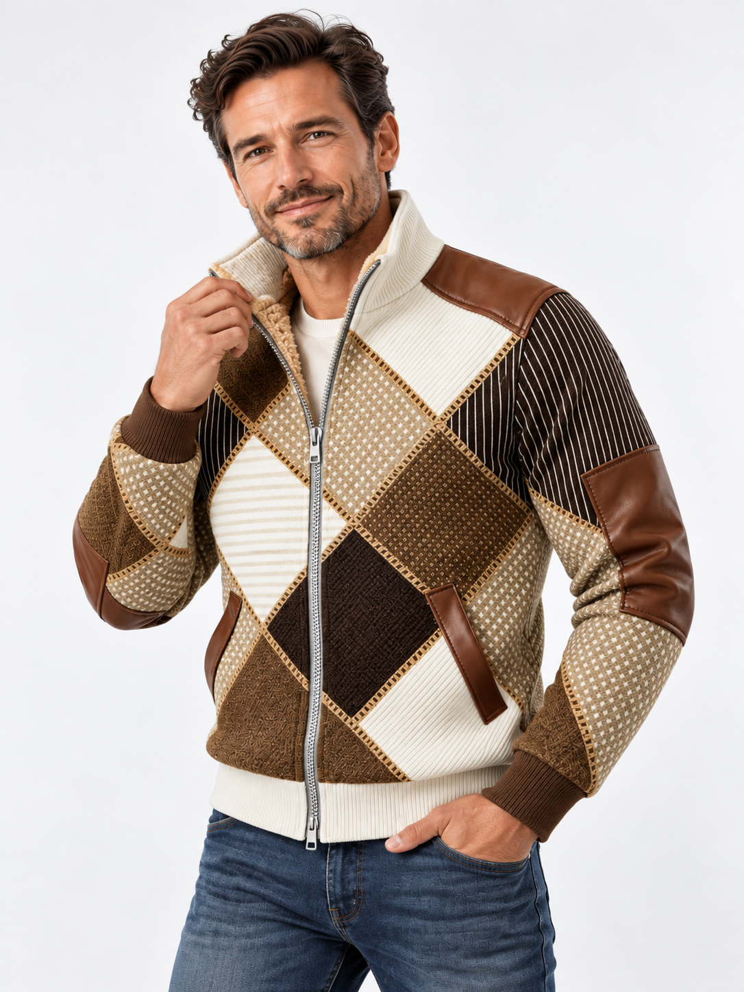 Hartley | Sherpa-Lined Patchwork Jacket
