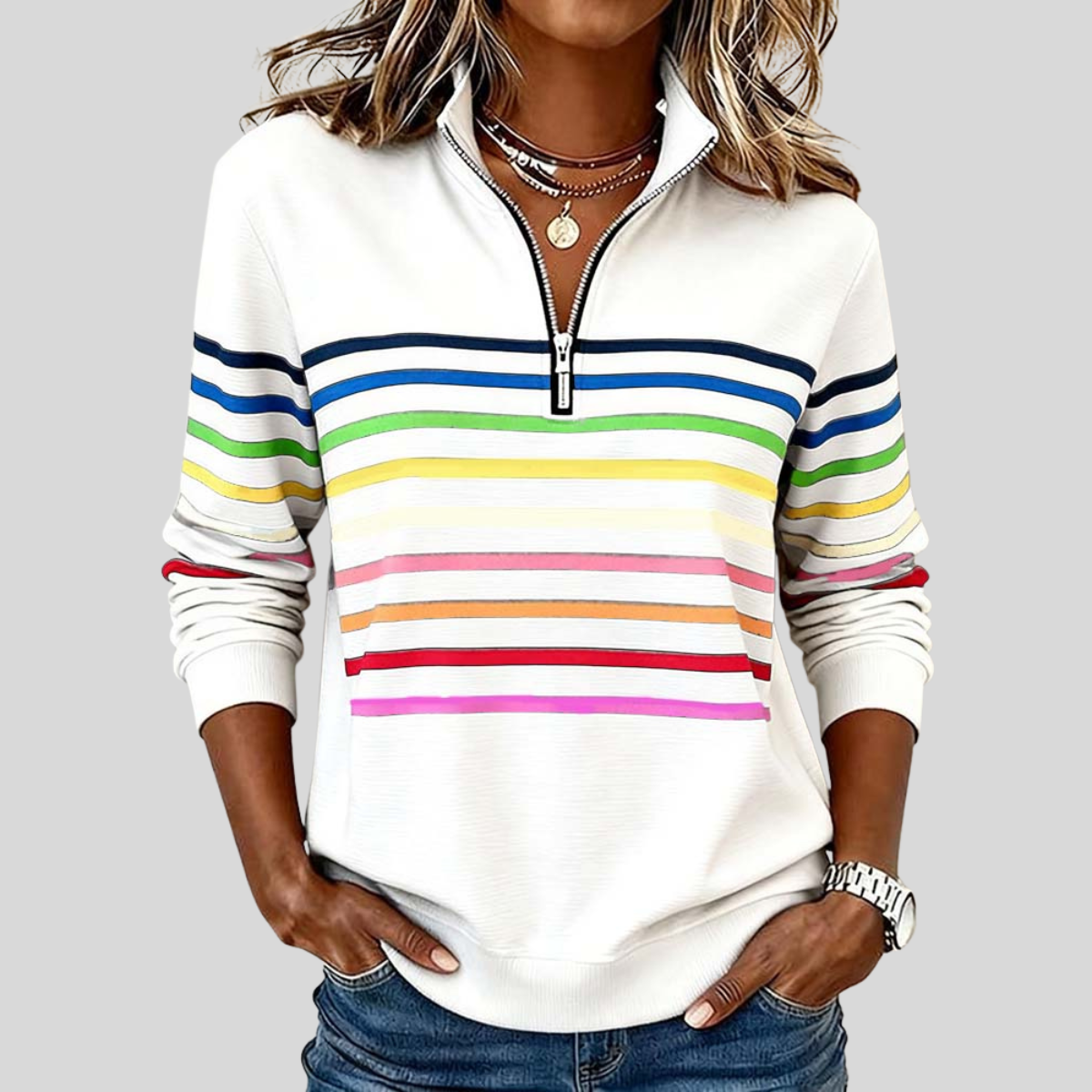 Rowena | Half-Zip Stand Collar Sweater