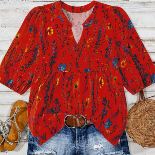 CATALEYA™ - Vintage Floral Bishop Sleeve Top