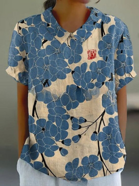 White with Blue Flowers