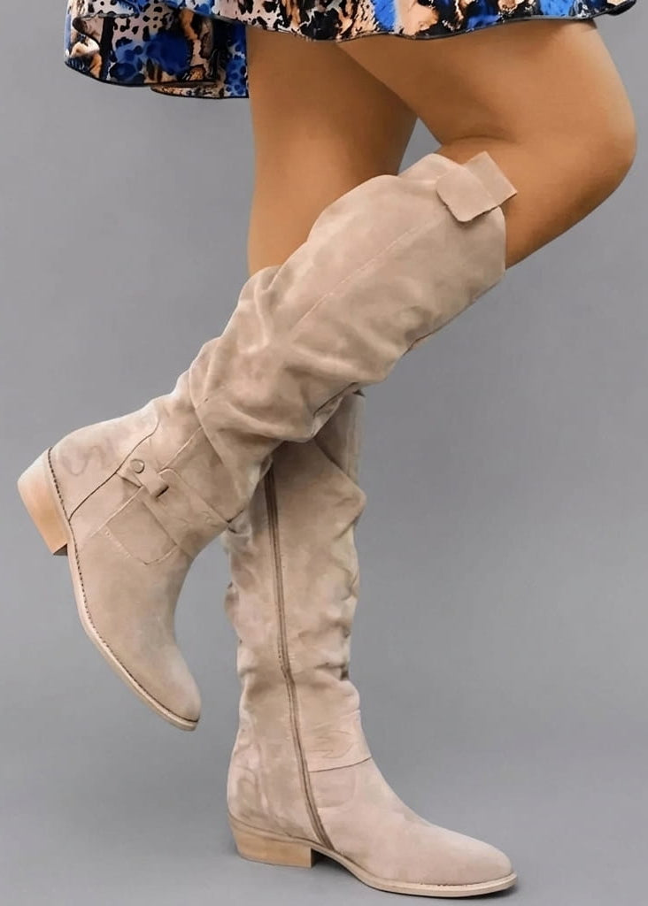 Harriet | Slouchy Suede-Look Knee-High Boots