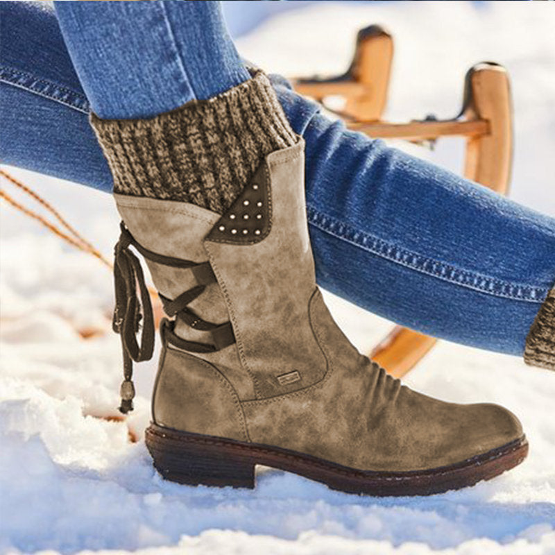 Winifred | Knit-Cuff Lace-Up Winter Boots