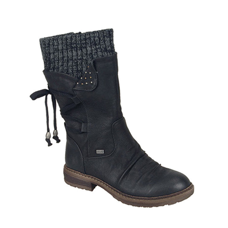Winifred | Knit-Cuff Lace-Up Winter Boots
