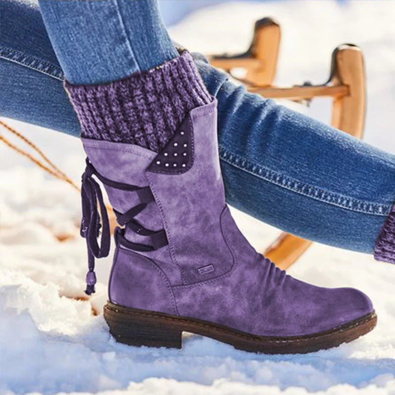 Winifred | Knit-Cuff Lace-Up Winter Boots
