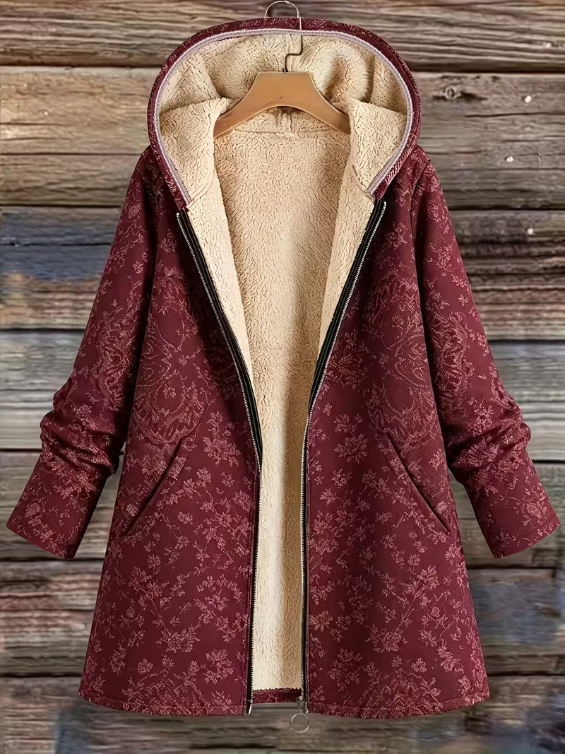Imogen | Floral Fleece Hooded Coat